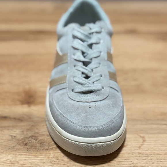 GOLA GRANDSLAM PEARL Gray Suede W/Gold  Side Stripes size 6 - Picture 3 of 7